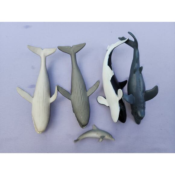 Lot of 5 Ocean Sea Animals Orca Humpback Whale Great White Shark Dolphin 2-7" - Picture 3 of 7